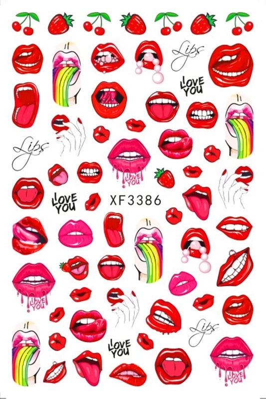 Nail Art Stickers - Red Lips