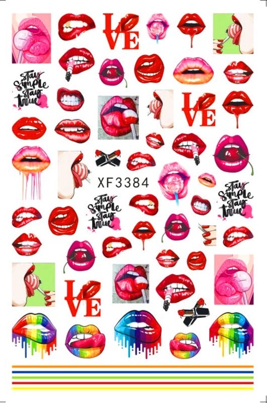 Nail Art Stickers - Red Lips