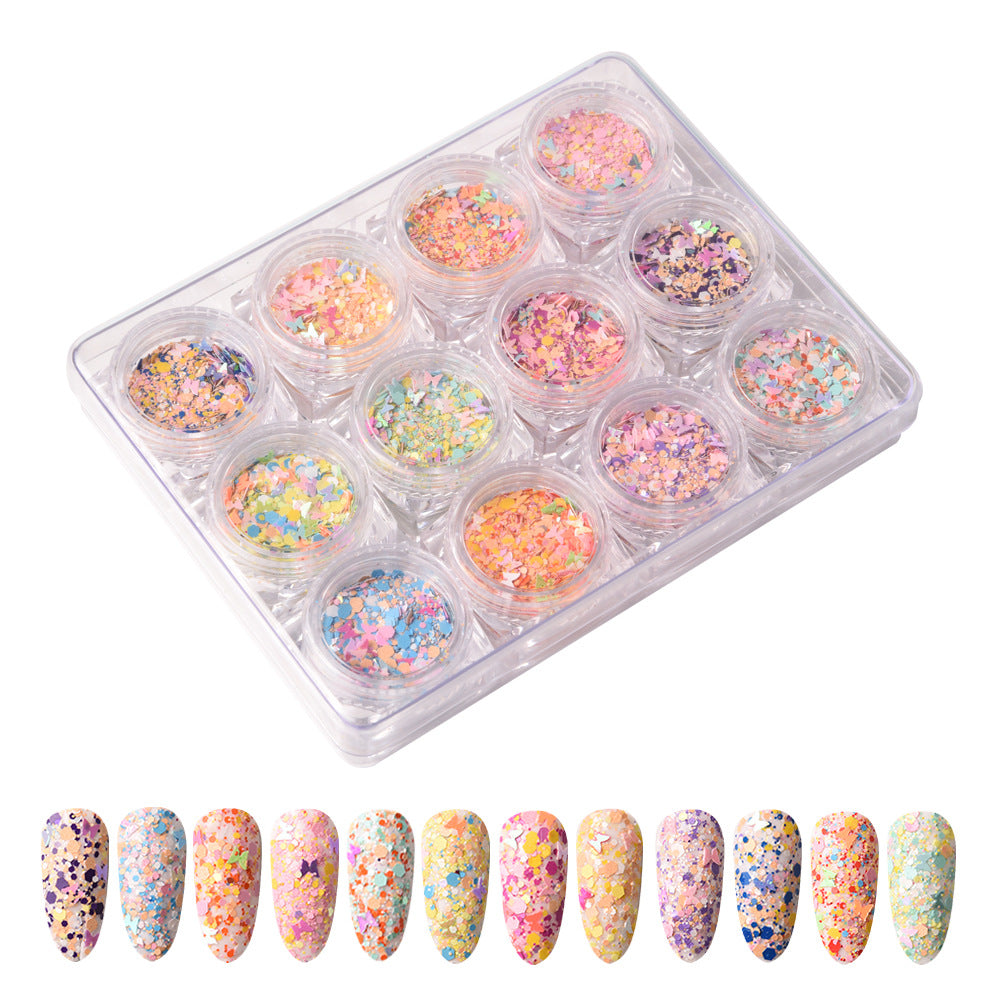 12 Colors Butterfly Nail Art Glitter