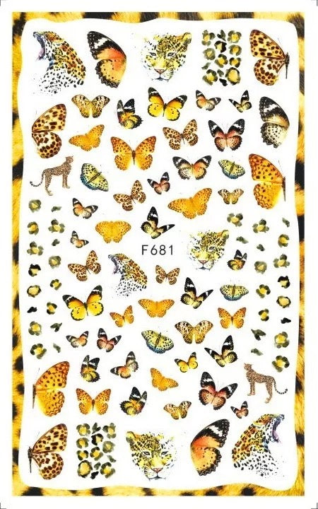 Nail Art Stickers - Butterflies/Animal Print
